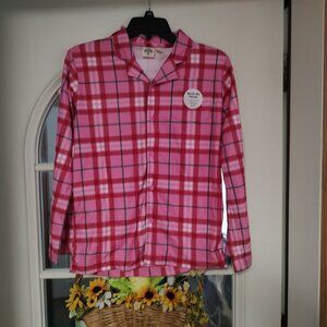 New Outdoor Kids Holiday Pink Plaid Flannel Pajama Set Size Girl's L 10/12